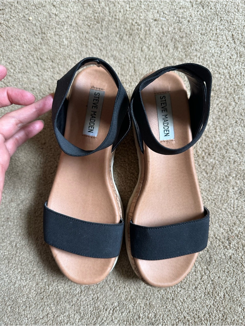 Steve Madden Black Platform Ankle-Strap Sandals
